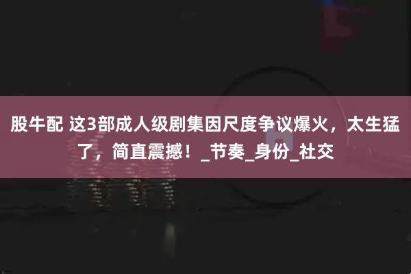 股牛配 这3部成人级剧集因尺度争议爆火，太生猛了，简直震撼！_节奏_身份_社交
